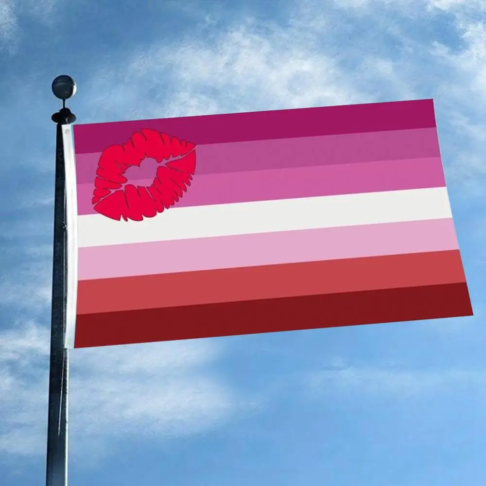 Лесбийский флаг баннер большой гордости креативный 3x5ft полиэстер 90x150 см Радужный