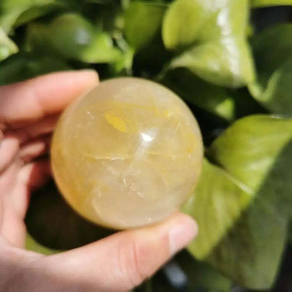 

50~60mm High quality Natural Yellow fire quartz stone sphere crystal reiki healing ball