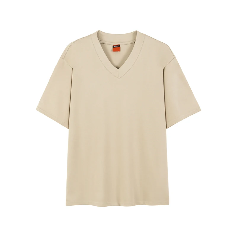 Однотонная футболка с V-образным вырезом мужские летние свободные половинчатые