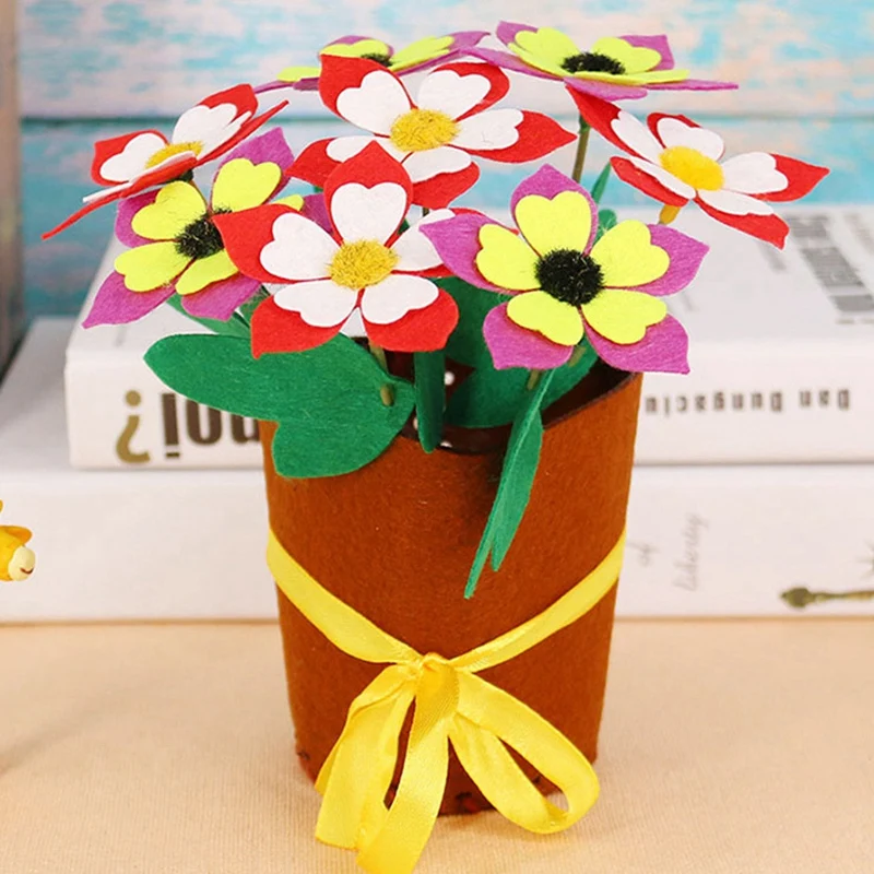 Non-Woven Potted Plants Without Cutting Flower Pots Children Diy Handmade Flowers Making Carnation Material Package | Игрушки и хобби