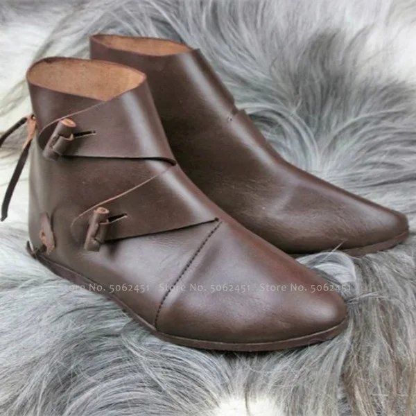 Retro British Style Men Prince Knight Cosplay PU Leather Ankle Boots Women Gothic Carnival Party Stage Lace Up Long Tube Shoes |