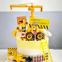 engineering crane tractor cake topper birthday cars party construction party gifts first birthday boy 1st baby shower cake decor