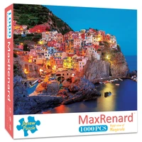 maxrenard jigsaw puzzle 1000 pieces night view of manarola paper picture landscape art puzzles toys for adults home decoration