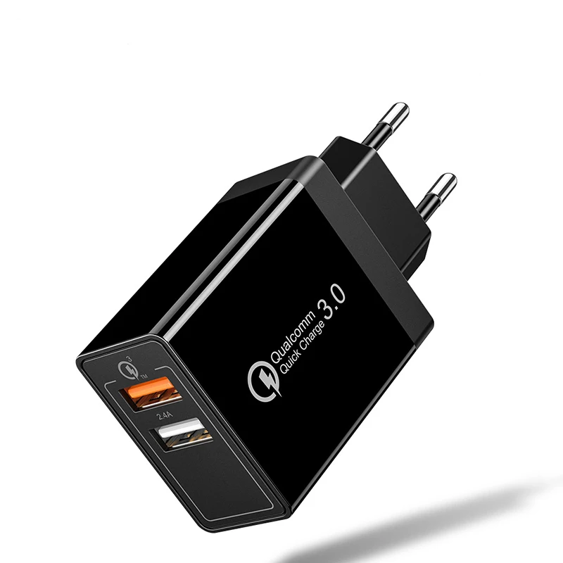 

30W Travel Charger3.0 2USB Charger Fast Charging For iPhone12 Xiaomi Mobile Phones Charger portable EU/UK/US Wall Power Adapter
