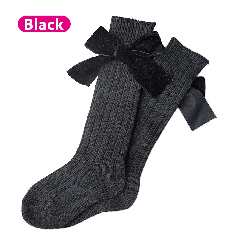 

Winter New Children's Socks Thick Line Knitting In Tube Socks Female Baby Warm Cotton Socks Fashion Velvet Bow Piled Socks 0-4T