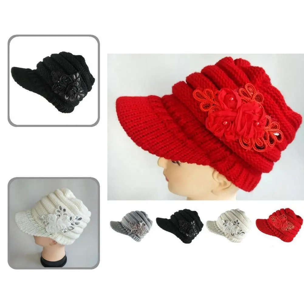 

Trendy Winter Hat Elastic Decorative All Match Skull Beanies Women Hat Winter Beanie