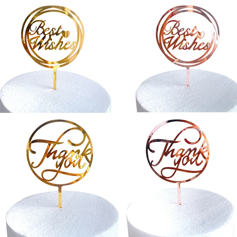 Новый топ для торта на день рождения с наилучшими пожеланиями Золотой Акрил
