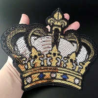 t shirt women fashion patch sequins 237mm crown deal with it biker patches for clothing stickers 3d t shirt mens free shipping