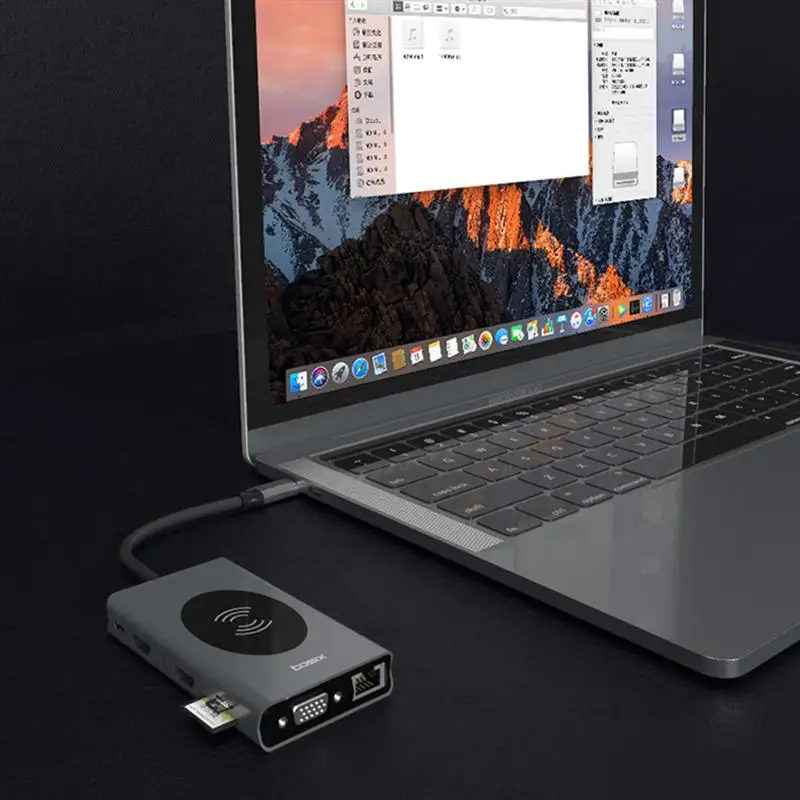 

14 in 1 USB Type C HUB With HDMI RJ45 Wireless Charge SD Card Reader USB-C Hub Type-C Plitter For Macbook Pro Laptop Accessories