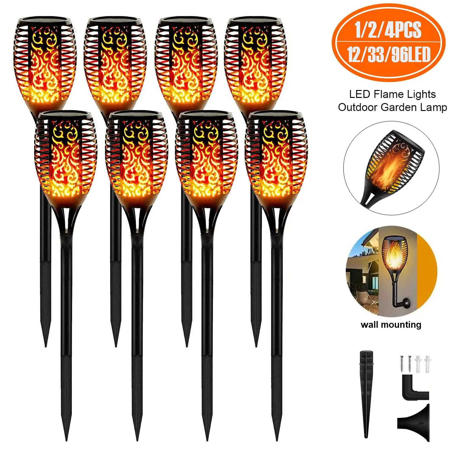 

Садовый светодиодный светильник на солнечной батарее, водонепроницаемый уличный фонарь с мерцающим светом, ландшафтный декор, освесветиль...