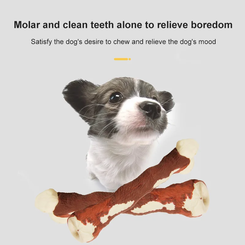 

Funny Simulation Pet Dog Toys Dog Bone Rubber Pet Toy Bite Resistant Squeaky Puppy Chew Dogs Toys Rubber Pet Toy Pets Products