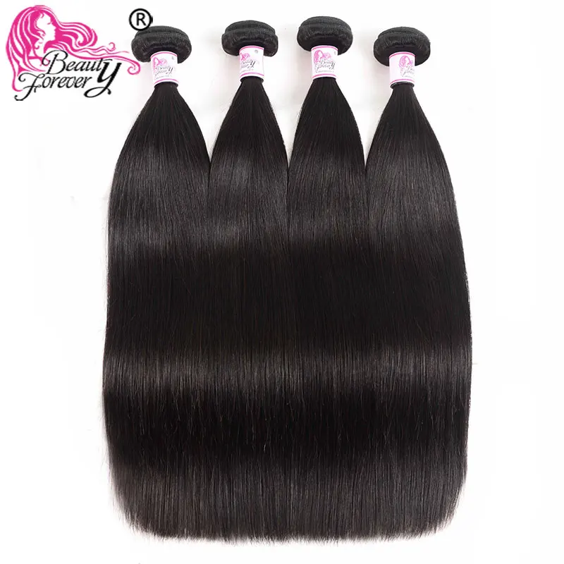 BEAUTY FOREVER 4 шт. прямые малайзийские волосы плетение пучков натуральный цвет Remy человеческие волосы для наращивания 8-30 дюймов