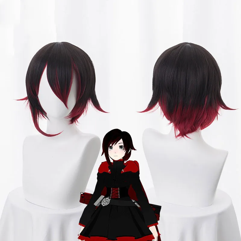

2019 Fashion Anime RWBY Red Trailer Ruby Rose Short Wig Cosplay Costume Women Men Synthetic Hair Halloween Party Wigs