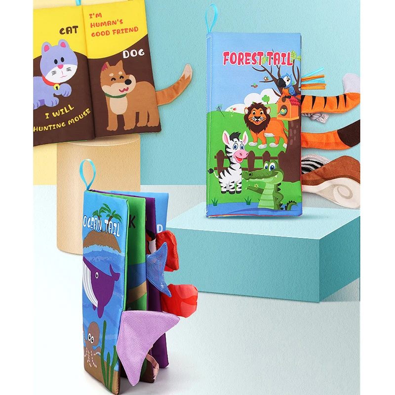 

Детские игрушки развивающие игрушки книжки из мягкой ткани хвосты Животные тканевые книги для раннего развития детей игрушечная тканевая ...
