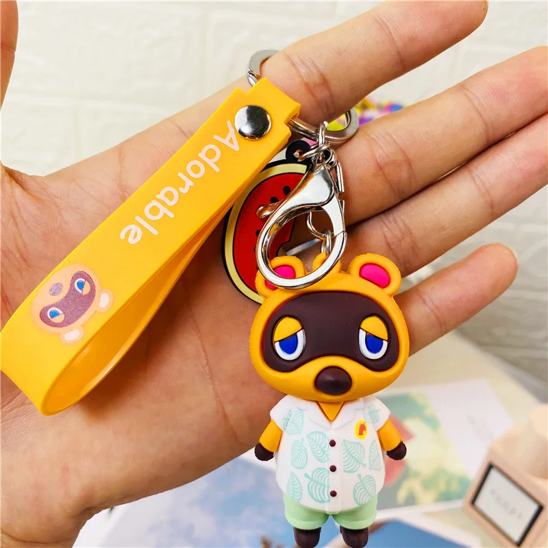

Game Animal Crossing 3D Keychain On Backpack Silicone Dog Hedgehog Owl Pendant Toy Key Chain Bag Car Keyring Accessories Gifts