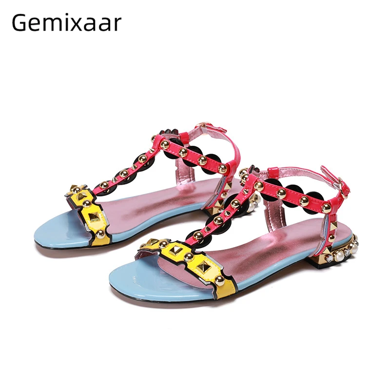 Сандалии гладиаторы женские с Т образным ремешком пикантные пляжные туфли