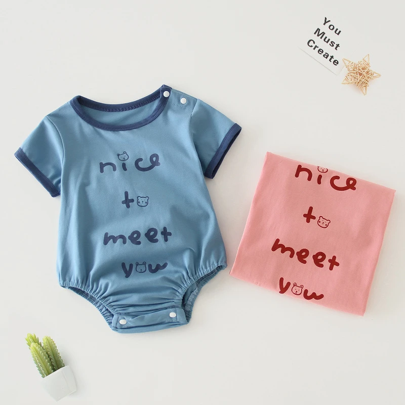 

Хлопковый комбинезон с короткими рукавами и буквенным принтом для новорожденных мальчиков и девочек; Модный комбинезон; Одежда