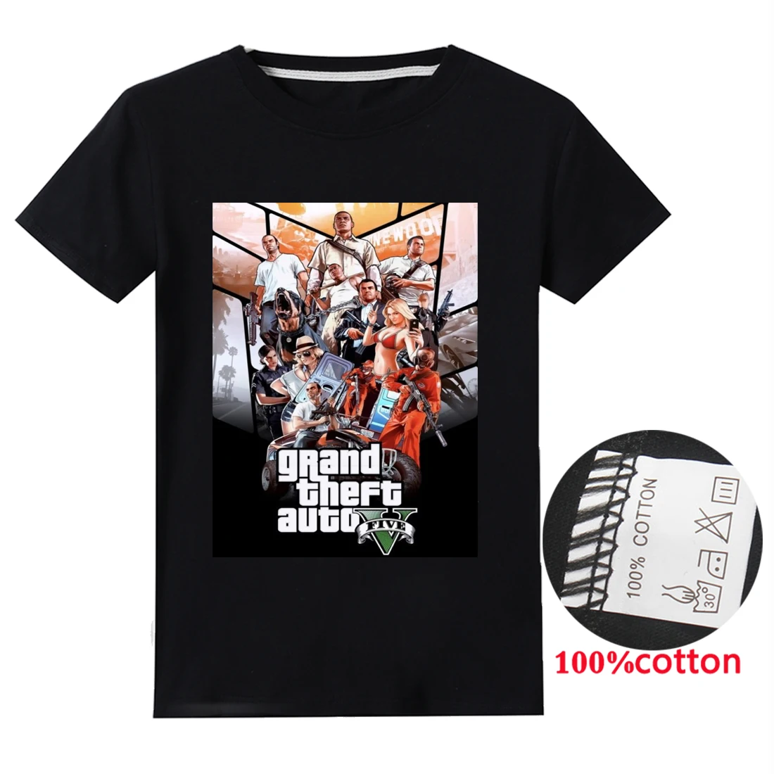 Grand Theft Auto V Street Fight GTA 5/Детские футболки Детская летняя хлопковая одежда для