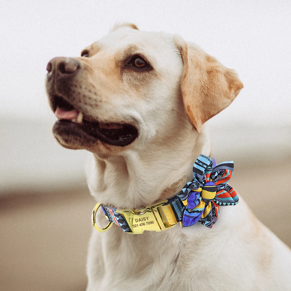 

Fashion Printed Dog Collar Personalized Nylon Dog Collar Custom Pet Puppy Cat Collars Engraved ID Tag Collars Dog Accessories