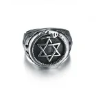 Мужское Винтажное кольцо с шестигранной звездой, украшение в стиле ретро, стиль хип-хоп, панк, Церковь Сатаны, размеры США 7-13
