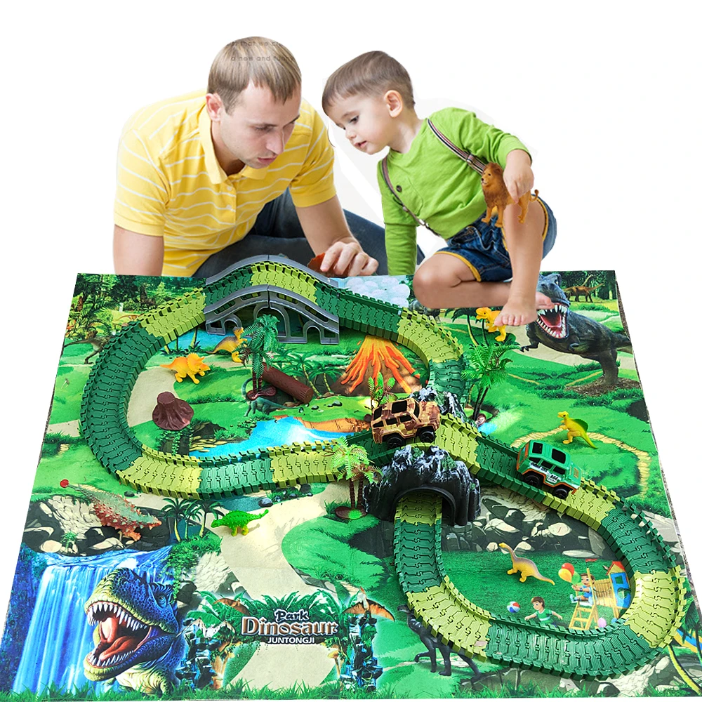 

Children's electric Dinosaur toys Railway Magical Racing Track toy set DIY tracks Car toys Race tracks Gift Children Toy for boy