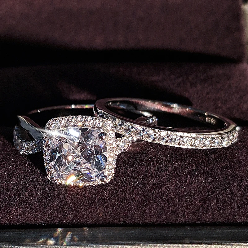 Женский комплект свадебных колец Moonso обручальное кольцо из стерлингового