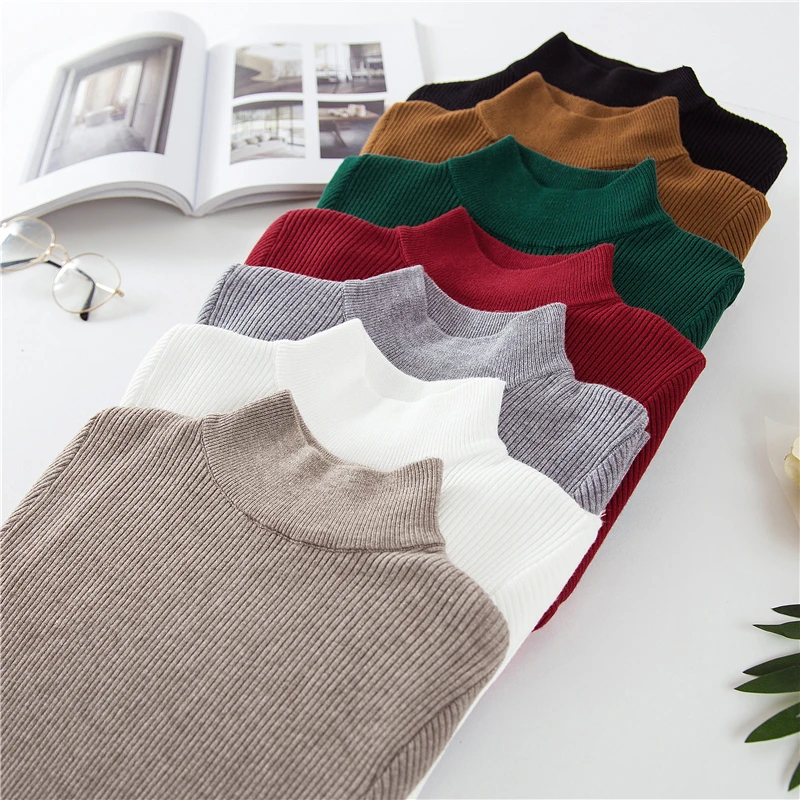 Женская водолазка с длинным рукавом Повседневный пуловер серого и белого цвета