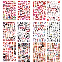 12pcssheet nail art sticker valentines love kiss red lips stickers for nails adhesive sliders cool lady stickers mt