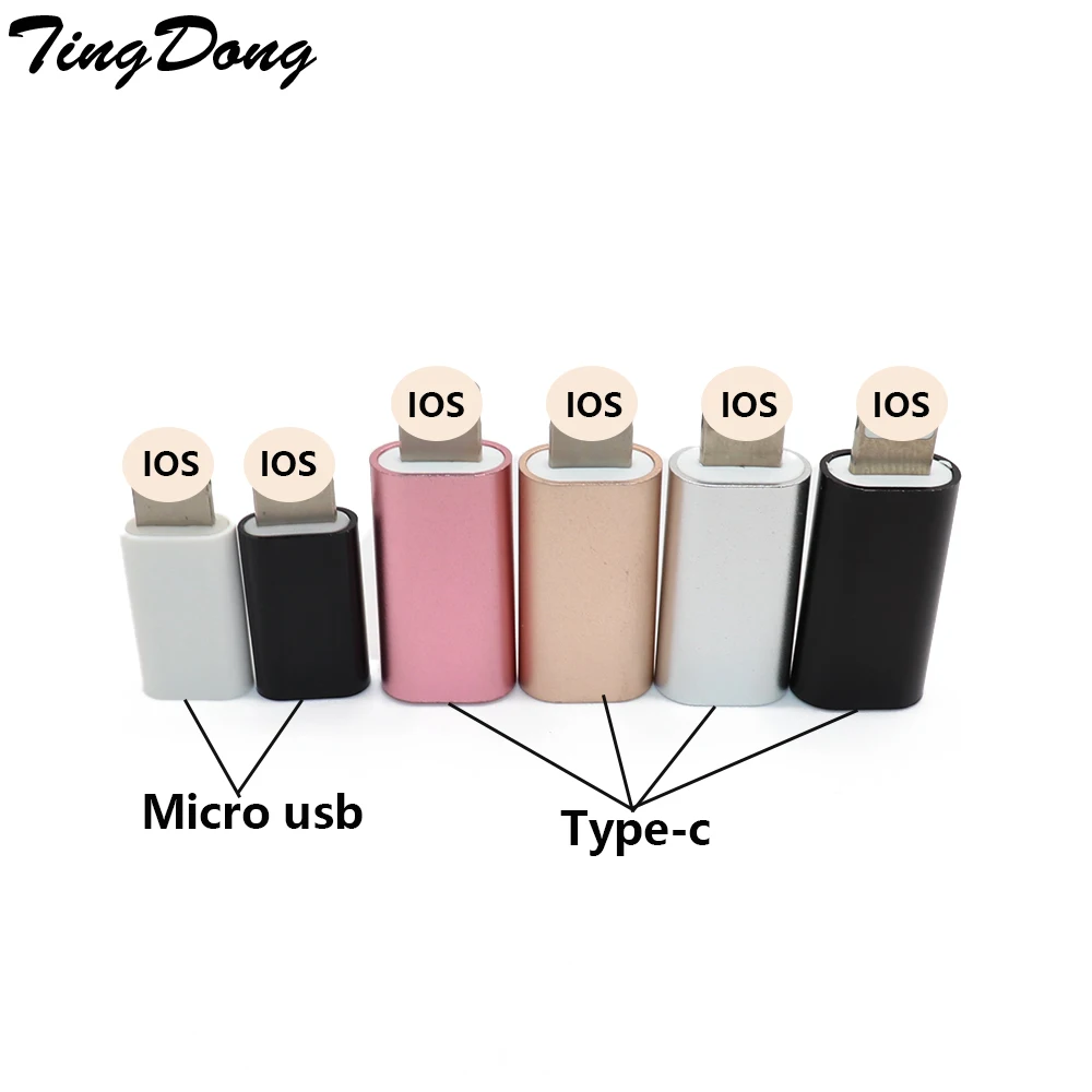 TYPE C или Micro USB кабель для 8 Pin адаптер для iPhone 8 7 6 6S 5 5S 5C SE X для ipad конвертер зарядное устройство Женский адаптер для iPhone