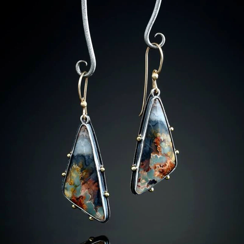 D339 earrings Элегантные винтажные Разноцветные длинные серьги для женщин ювелирные изделия аксессуары из смолы ушной крючок Бохо капли воды огненные серьги O3D332 - Окраска металла: D339 earrings