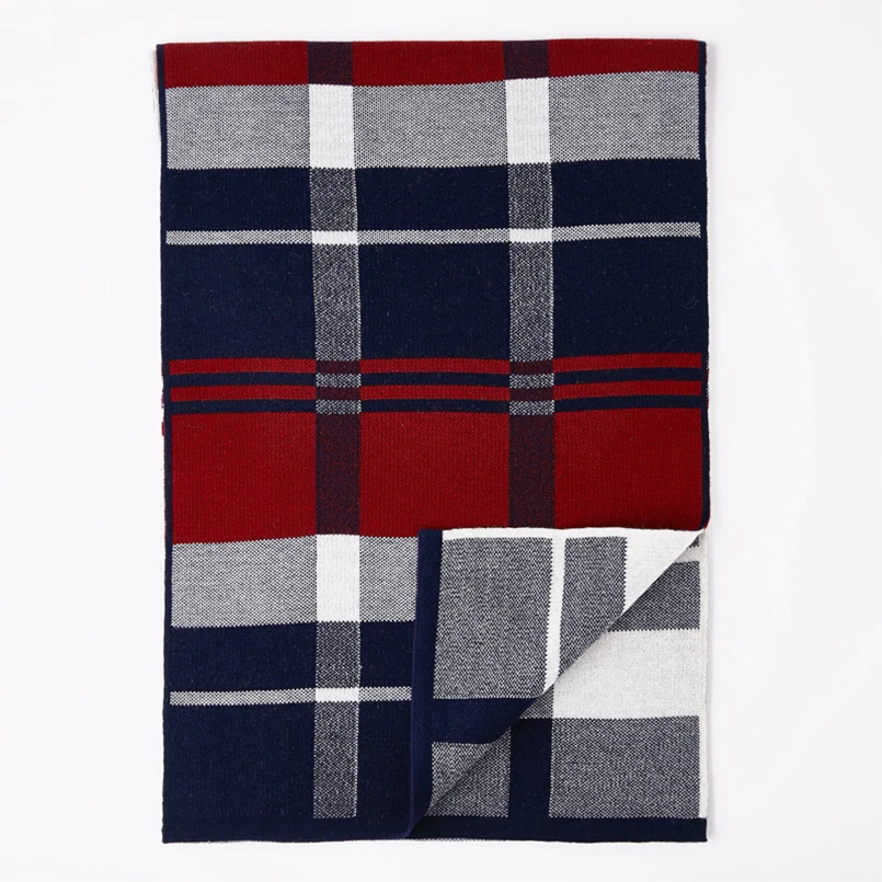 Новинка 2021 мужской шарф зимний клетчатый шерстяной кашемировый вязаный деловой