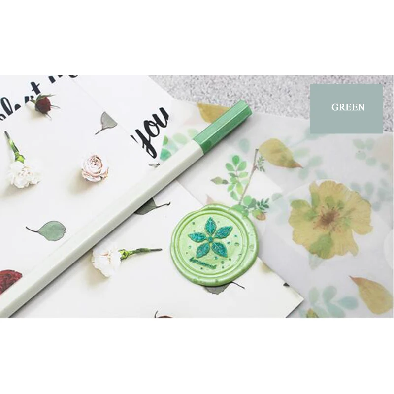 Green Pen 1 шт. цветная ручка для восковой печати, штамп, маркер, ручка для украшения восковой печати, металлический золотой цвет, ручка, металлическая Трассировка, ручка, 11 цветов - Цвет: Green Pen
