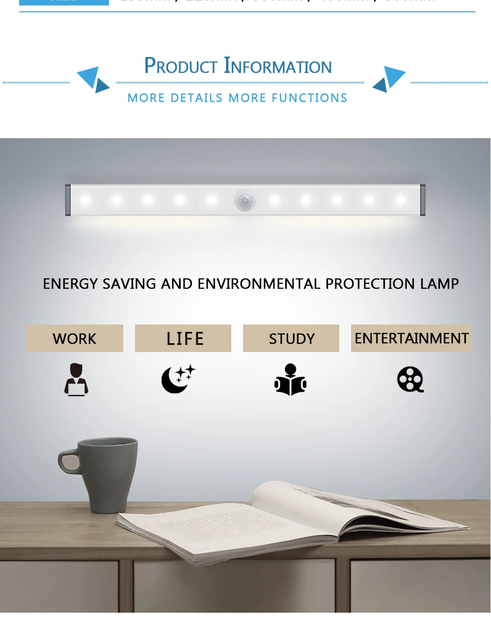 

LED Night Light Motion SensorWireless USB Rechargeable10 15 21 30 50cm Night lamp For Kitchen Cabinet Wardrobe Lamp