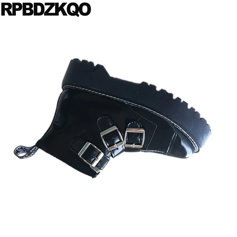 ботинки панк-рок новый Muffin батильоны водонепроницаемый Flatform лакированная кожа