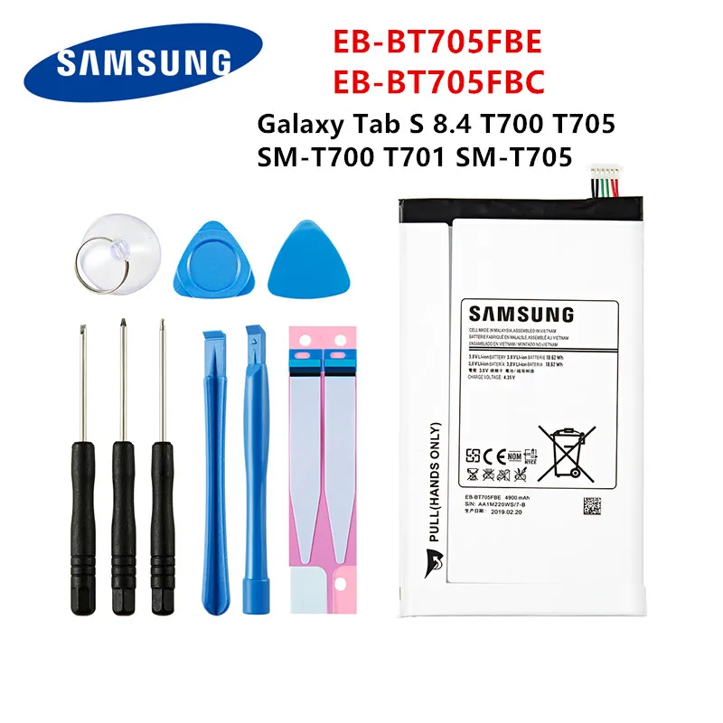 

SAMSUNG Orginal Tablet EB-BT705FBE EB-BT705FBC 4900mAh Battery For Samsung Galaxy Tab S 8.4 T700 T705 T700 T701 SM-T705 +Tools