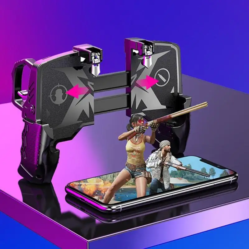 K21 Game Handle for PUGB Helper 4 Finger Ergonomic Grip Linkage Fast Shooting Button Controller Mobile Phone Universal