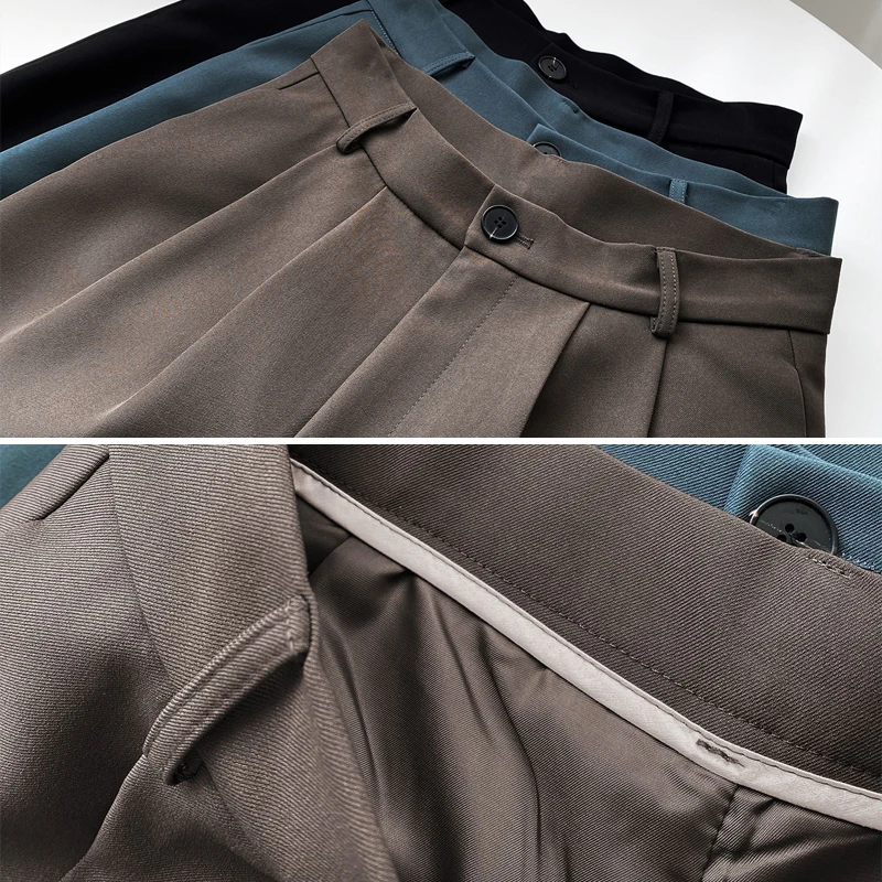 

GOPLUS Woman Pants Vintage Straight Knee Length Trousers Women England Style High Waist Pants Pantalon Femme Spodnie Damskie