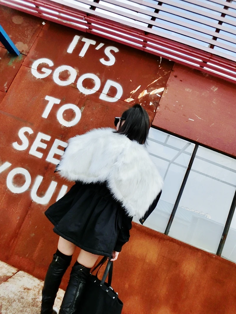 Зимняя новая Большая теплая парка с капюшоном и белым меховым воротником на молнии Женская парка с искусственным мехом пальто женская уличная куртка