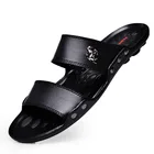 Mazefeng 2018 Летняя обувь высокого качества мужские сандалии без шнуровки кожаные пляжные мужские тапочки черные мужские сандалии на платформе Резиновая обувь