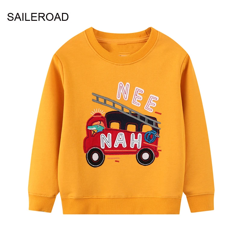 

Весенняя одежда для мальчиков SAILEROAD, верхняя одежда из хлопка, мультяшная пожарная машина, Детские топы для девочек, детская толстовка с кап...