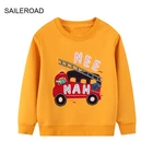 Весенняя одежда для мальчиков SAILEROAD, верхняя одежда из хлопка, мультяшная пожарная машина, Детские топы для девочек, детская толстовка с капюшоном, свитшоты