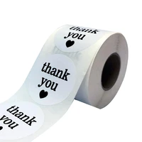 thank you sticker label 2 white semi gloss thank you sticker with black print 500 round sticker 2 inches