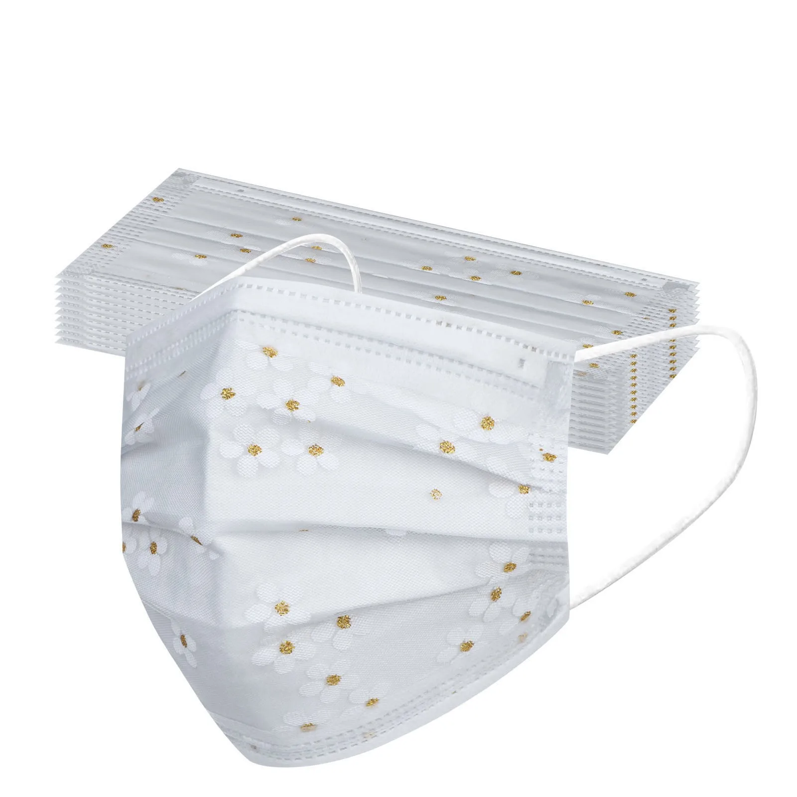 100 шт. маска для лица с цветочным принтом женщин одноразовые маски рта 4 слоя