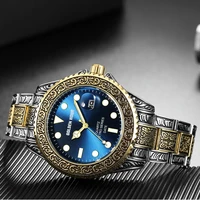 gold watch men vintage royal fashion engraved wrist watches top brand luxury crystal
