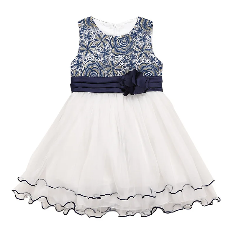 Детское винтажное платье принцессы кружевная цветоная аппликация многослойные