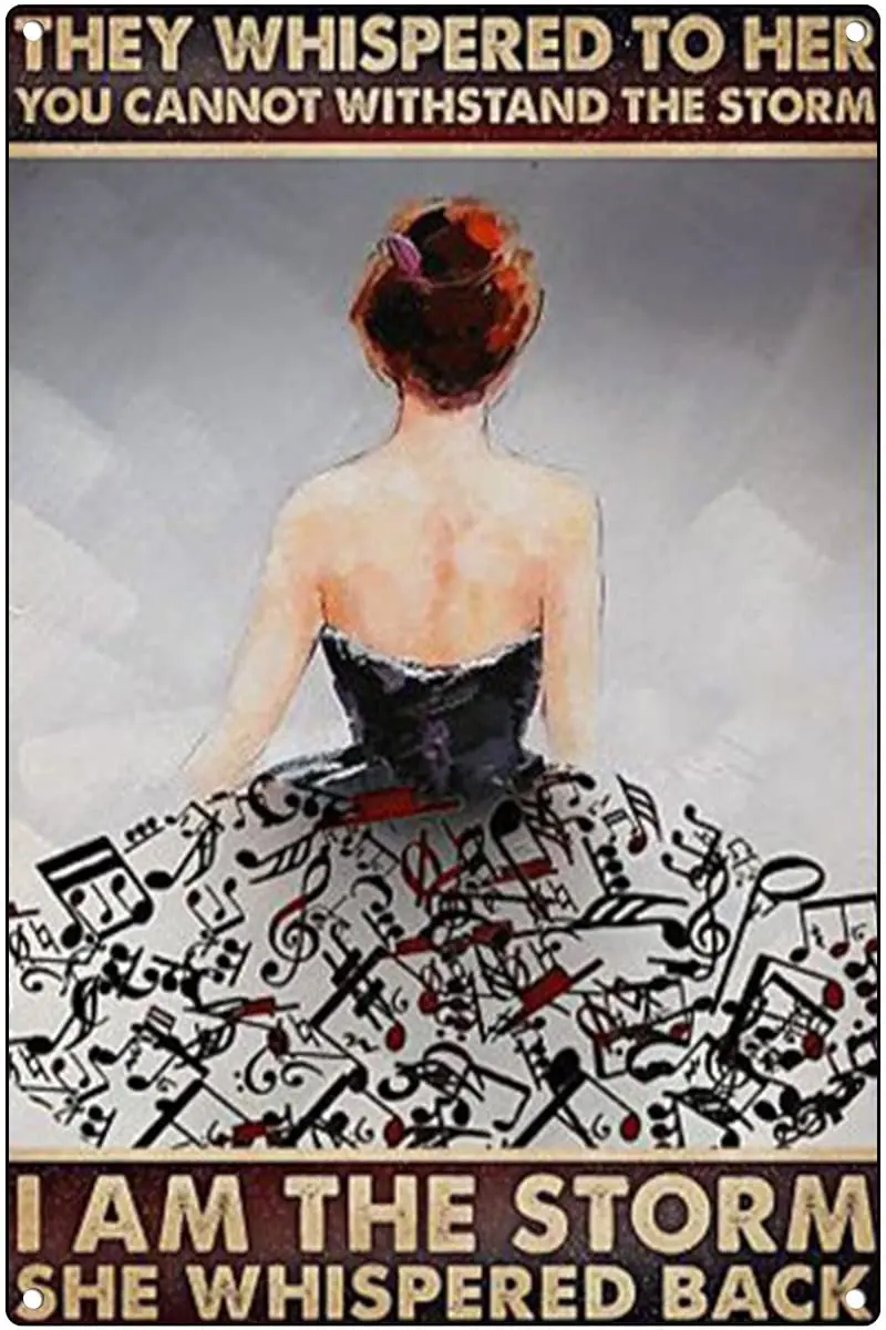 

Concert Hall Concert Wall Decoration Metal Tin Sign I Am The Storm She Whispered Back Decorative Metal Plate 8x12 Inches