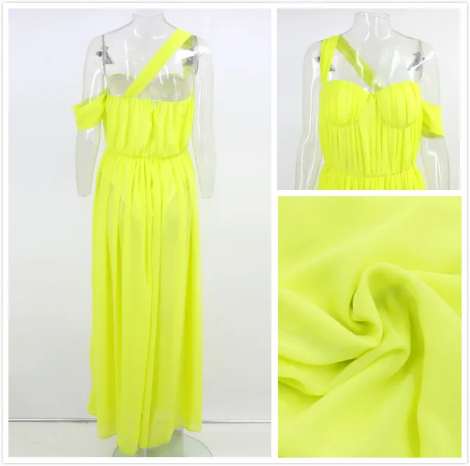 Элегантное желтое Сексуальное Платье с высоким разрезом без спинки длинное