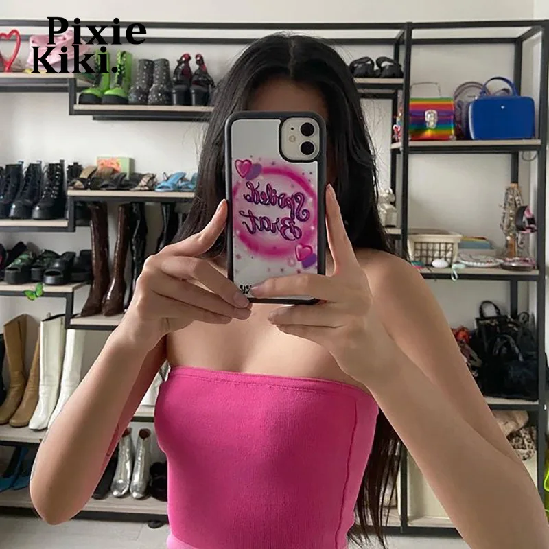 

PixieKiki Y2k Gradient Pink Bodycon Dresses for Women 2021 Sexy Club Wear Strapless Backless Fitted Mini Dress P94-BF17