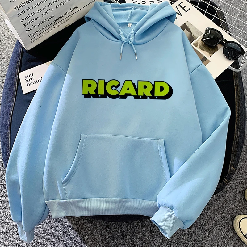 2021 Fashion Oversized Hoodies Ricard Letter Print Vintage Aesthetic Clothes Casual Hip Hop Hooded Pullovers Women Sweetshirts