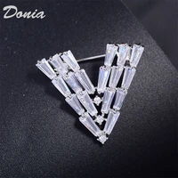 donia jewelry fashion korea creative t type aaa square zircon brooch letter corsage coat pin christmas accessories gift